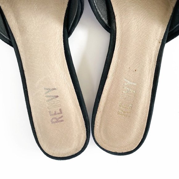 Renvy Amore Black Suede Mules Women's 6.5 Leather Slip On Flats Modern Casual - Picture 13 of 16
